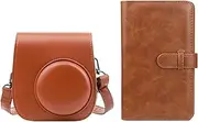 Protective Camera Case for Fuji Instax Mini 12, PU Leather Carrying Bag with 96 Pocket for Instax Mini，Adjustable Shoulder Strap Camera Pocket for Instax Mini 12(Brown)