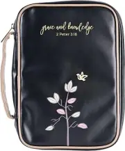 Bible Cover Grace and Knowledge Dove Emblem Black NEW Large 9 1/4x 6 1/2x 1 1/2