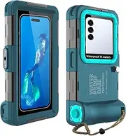 [ShellBox Case] Waterproof Diving Phone Cover for Underwater Snorkeling Filming, Scuba Housing Fit with Samsung Galaxy S25/24/S23/S22 Ultra/Plus Google Pixel Motorola[Right Phone Volume Button], Teal