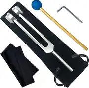 128Hz Tuning Fork Nerve Sensory Healing Instrument with Silicone Hammer and Cleaning Cloth, Weights Aluminum Clinical Grade Repair Tool (128C Hz, Silver)