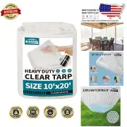 10'x20' Clear White Tarp with Braided Rope & Grommets - Winter & Garden Coverage