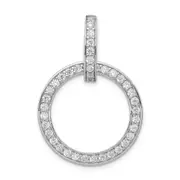 Sterling Silver Rhodium-Plated Cz Circle Pendant