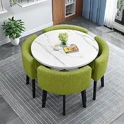 dining chair Fruit Wood Color Solid Wood Space Saver Folding Dining Butterfly Table Set 51.2in Table with 4 Upholstered Chairs Ideal for Dining Halls Balconies and Narrow Spaces
