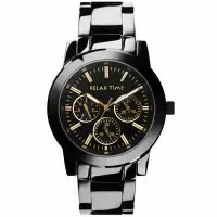 在飛比找樂天市場購物網優惠-RELAX TIME三眼黑x金時尚腕錶(R0800-16-2