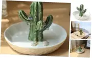 Ceramic Cactus Ring Holder Cactus Ring Dish for Jewelry Light Green Cactus