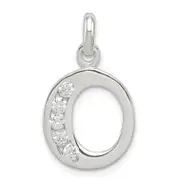 Sterling Silver White Cz Letter O Initial Pendant