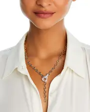 Bloomingdale's Fine Collection Diamond Buckle Lariat Necklace in 14K White & Yellow Gold, 1.0 tcw