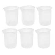Clear Plastic Measuring Cup Beaker Laboratory Set 50ml Capacity 6Pcs