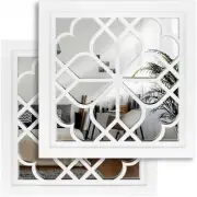 Set of 2 Mirrors Square Wall MirrorGorgeous Rustic Farmhouse Accent MirrorWhi...