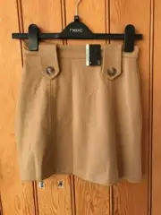 primark soft thick jersey mini skirt button detail camel or burnt orange 8 20 bn