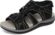 [EFTCAL] Women's Non-Slip Sports Sandals,Summer Open Toe Adjustable Hook-and-Loop Strap Casual Sandals,Comfortable Lightweight Flat Sports Sandals