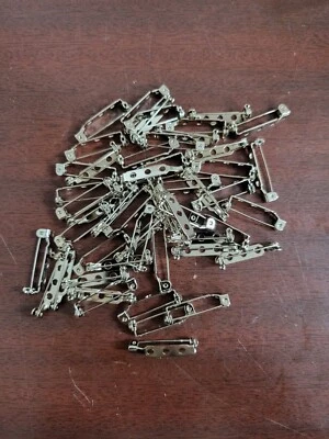 100 Pin Backs Safety Clasp 1" Silver DIY Craft Craft Button Brooch Name Badge