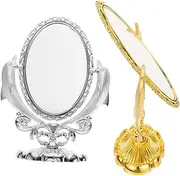 ADOCARN Double-Sided Cosmetic Mirror Vintage Style Standing Mirror Gothic Design and Rotating Feature
