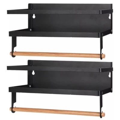 2 Pack Magnetic Spice Rack for Refrigerator Kitchen Storage Organizer Shelf