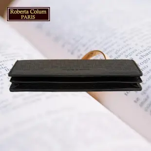 【Roberta Colum】諾貝達專櫃皮夾 牛皮配乳膠長夾 長版皮夾(28908-黑色)