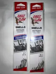 EAGLE CLAW SNELLED FISH HOOKS NO. 139-1 SIZE 1 (QTY 2)