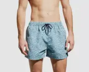 $175 Paul Smith Men's Blue Drawstring Ripple-Print Swim Trunks Shorts Size M