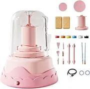 Wrapnshare Pottery, Pottery Painting Kit, DIY Pottery Wheel Kit, Mini Pottery Wheel Set, Mini Pottery Wheel with 2 Packs Clay, Kids Mini Pottery Wheel Kit, with Clay Paints and Tools DIY Toy (Pink)