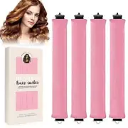 Overnight Heatless Hair Curler – Satin Flexi Rods with Hook, Pink