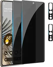 (2+2PCS) RUNGOS for Google Pixel 7 Pro Privacy Screen Protector Tempered Glass with Camera Lens Protector [3D Curved Coverage] Anti Spy Privacy Screen for Google Pixel 7 Pro Screen Protector 1st 2022