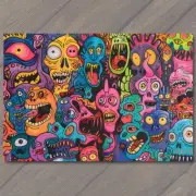 POSTCARD Monsters Colorful Trippy Psychedelic Surrealism Doodle Art Graffiti Fun
