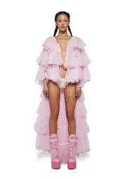 [Club Exx] Rainbow Rhapsody Tulle Duster - Light Pink