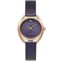 在飛比找PChome24h購物優惠-OBAKU 渦旋曲線時尚腕錶-紫X玫瑰金