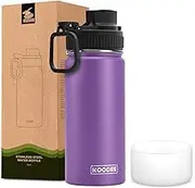 Insulated Water Bottle,470ML Stainless Steel Sports Water Bottle Double Wall Vacuum Wide Mouth Flask with Leakproof Straw Lid, BPA Free (16oz Purple)