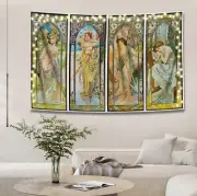 Tapestry Wall Hanging Art, The Times of the Day Series by Alphonse Mucha 90"×60"