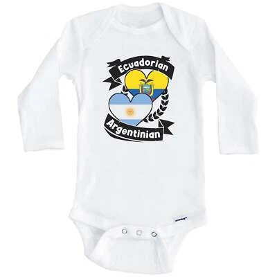 Ecuadorian Argentinian Heart Flags Ecuador Argentina Baby Bodysuit (Long Sleeve)