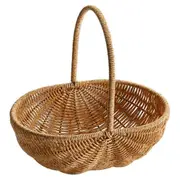 Wicker Basket with Handle Wicker Basket Wedding Flower Girl Basket Picnic, Fruit, Vegetable, Organi As Shown