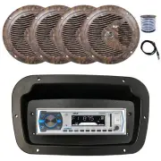 Pyle Marine Radio, Spa Bezel,Adapter, Antenna,Wire, 4x 6.5" 150W Speaker (Camo)