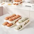 Large Capacity Automatic Rolling Egg Tray Refrigerator Egg Storage Box