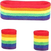 [Abaodam] 1Set Professional Sports Wristbands and Headbands Kit Sweat Absorbent Fitness Accessories for Men and Women for Basketball Tennis Yoga and More