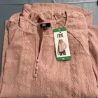 Frye Textured Long Sleeve Blouse, XL, Mellow Mauve, E9
