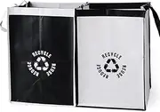 Recycle Waste Bin Set of 2 Waterproof Household Waste Sorting Bin Insert Containers Kitchen Home Trash Sorting Bins Garbage Bag Organizer Recycling Bin System