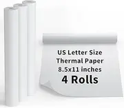 RBHK Thermal Printe Paper 8.5''x11'' US Letter Size Quick-Dry Thermal Paper, Advanced Printing PaperCompatible with Letter Portable Printer, 4 Rolls / 100 Sheets