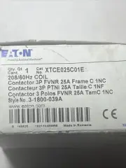 XTCE025C10E - EATON CUTLER-HAMMER, CONTACTOR 3P FVNR 25A FRAME C 208/60Hz, COIL