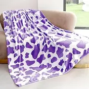 Purple Fleece Blanket Twin Size Lightweight Fuzzy Soft Throw 60x80 Inch Lavender Twin Blanket for Couch Bed Sofa Camping Traveling