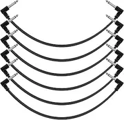 GOGHOST 12 Inch Guitar Patch Cables 6 Pack, 1/4" Right Angle Guitar Effect Pedal Board Patch Cable, Noise Free and Long-Lasting Patch Cords for Pedals, Black