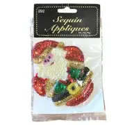 Santa Claus Sequin Appliques 1 Piece Christmas Holiday DIY Clothing Crafting Vtg