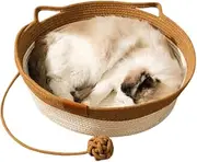Woven Cat Bed,Cotton Rope Woven Cat Bed - Foldable Cushion Mat Pad Breathable Nest for Kitten Puppy Rabbits Home Nursery Room Toys