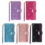 Bling Glitter Zipper Wallet Phone Case For iPhone 14 13 12 11 Pro Max XR 8 7 SE