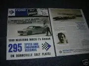 1969 MICKEY THOMPSON FORD MUSTANG MACH 1 SALT FLATS BROCHURE FLYER