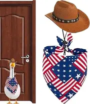 Rissunkv Patriotic Geese Clothes | Garden Flag Animal Outfit | Cute Outdoor Porch Party Accessories Holiday Festive Geese Costume for Yard Decorations