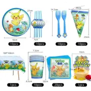 Pokemon Cartoon Tableware Cup Birthday Balloon Banner Party Decoration 72pcs Set