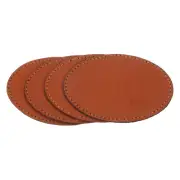 3" x 2" PU Leather Hat Patches, 20 Pcs Oval, Brown