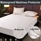 White Waterproof Fitted Sheet Bed Mattress Covers Single Double Queen King Size