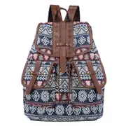GGP Bohemian Style Canvas Backpack Vintage Tribal Pattern Travel Bag With Leather Straps