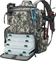 Fishing Tackle Backpack Large Waterproof Tackle Bag Storage with 4 Tackle Boxes